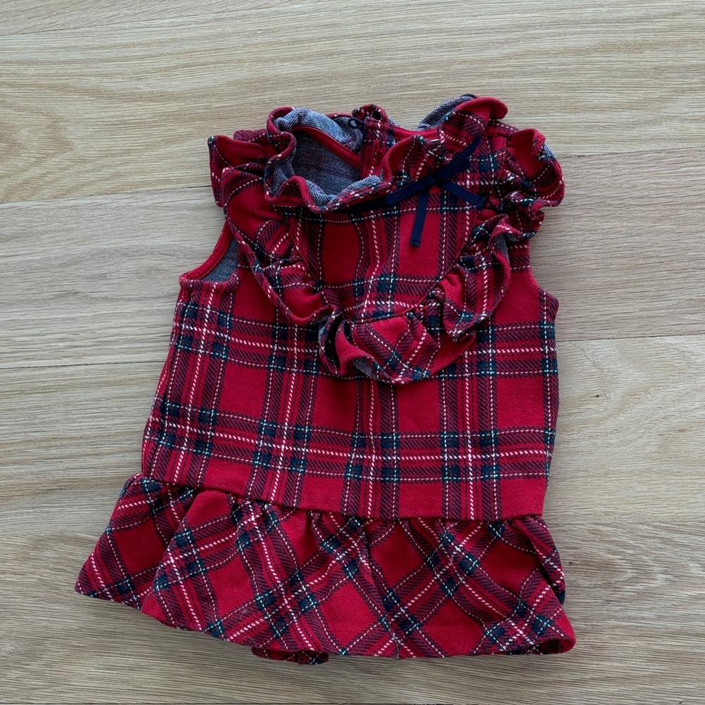 Janie and Jack Tartan Ruffle Peplum Sleeveless Top